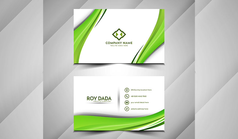 modern-green-color-wave-style-business-card-design-vector