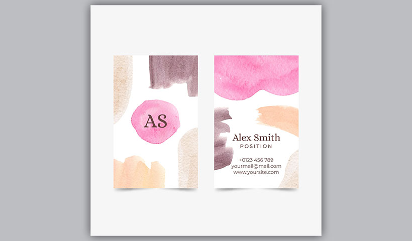 watercolor-abstract-shapes-business-cards وکتور کارت ویزیت آبرنگ