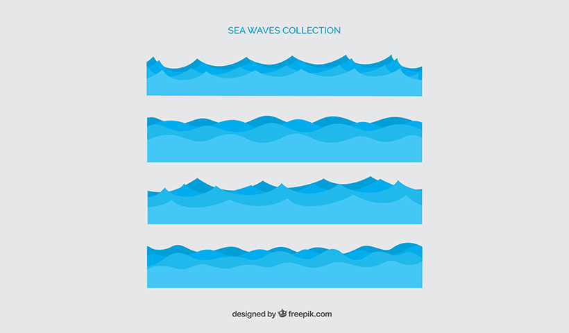 different-sea-waves مجموعه وکتور آب های سطحی