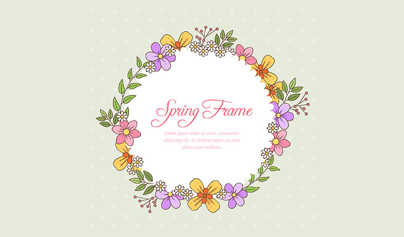 hand-drawn-wreath-spring-background وکتور گل سمن