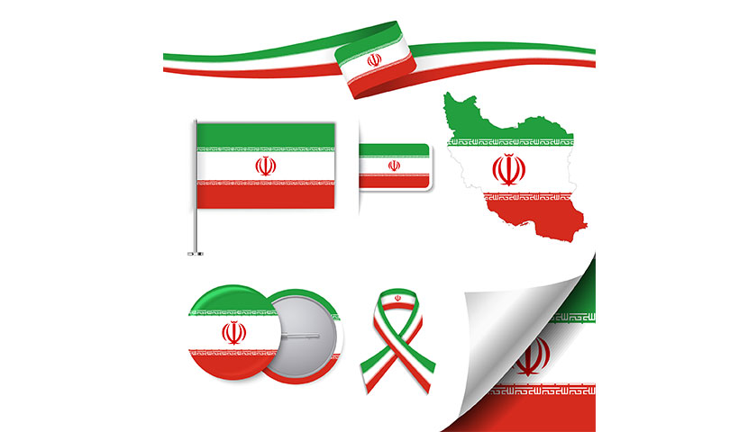 stationery-elements-collection-with-flag-iran-design وکتور نشان کشور