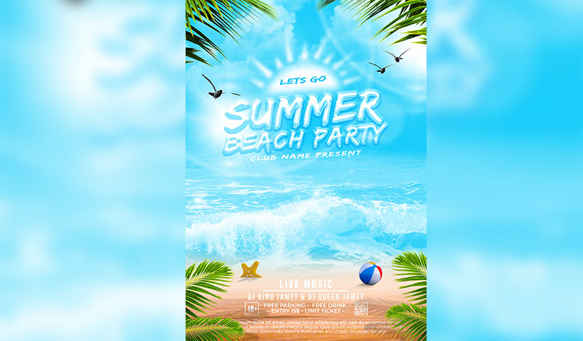 summer-party-flyer-template فایل لایه باز خلیج