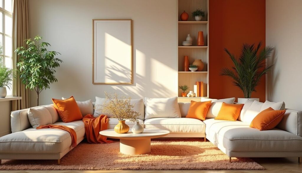 ترکیب رنگ نارنجی با رنگ‌های خنثی و طبیعی