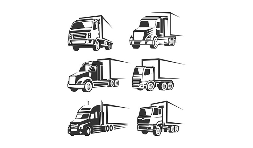 truck-logistic-silhouette-logo-template مجموعه وکتور کامیون های باری