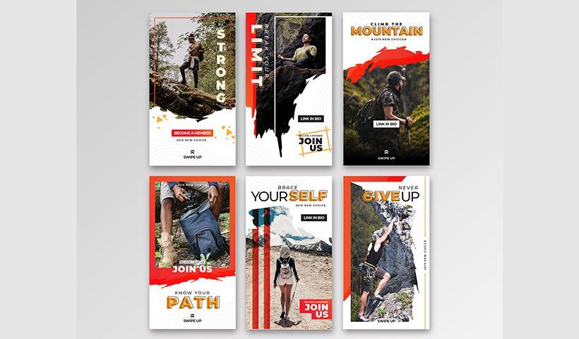 adventure-instagram-story-template-collection وکتور استوری اینستاگرام مدل پیک