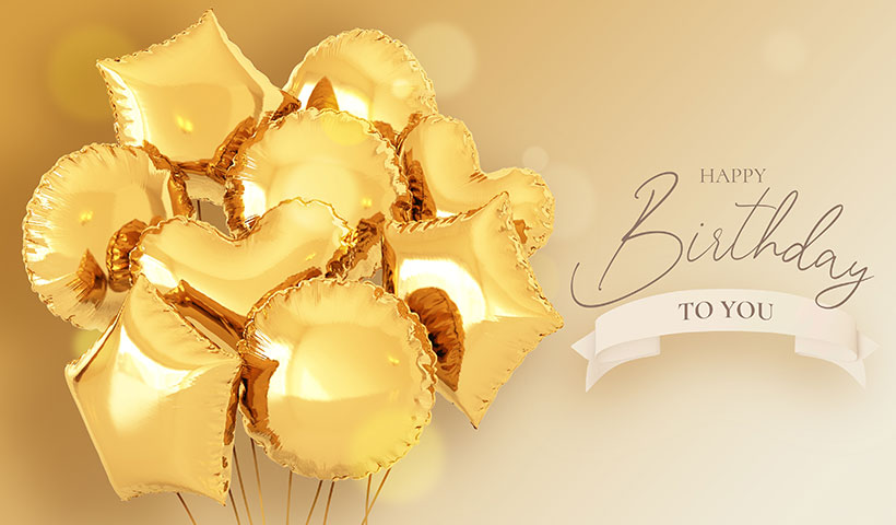 birthday-invitation-template-with-realistic-balloons فایل لایه باز بادکنک طلایی