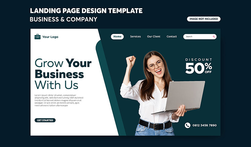 business-digital-marketing-landing-page-template وکتور صفحه فرود بانوان