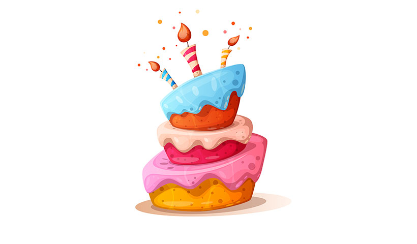 cartoon-cake-illustration-with-candle وکتور کیک تولد