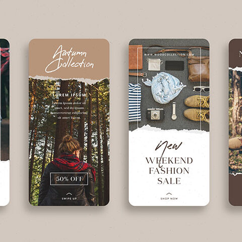 مجموعه وکتور استوری اینستاگرام مدل تنها