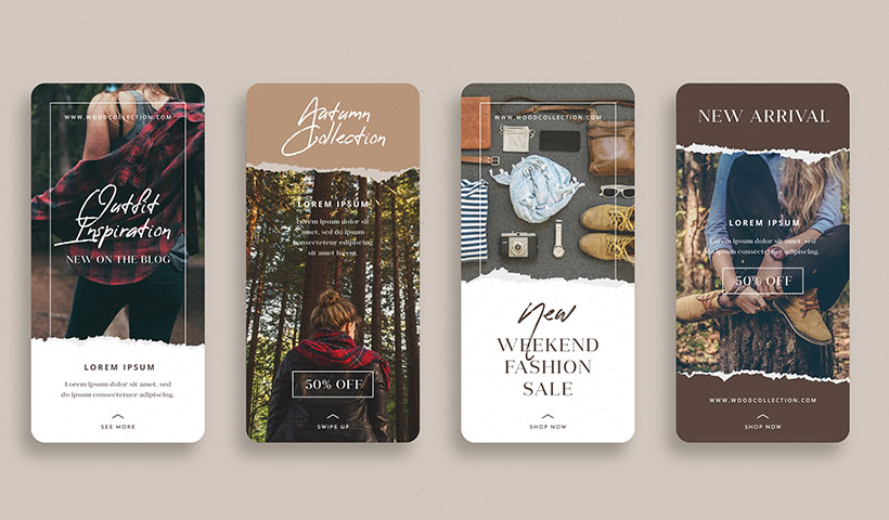 clothing-instagram-stories-collection مجموعه وکتور استوری اینستاگرام مدل تنها