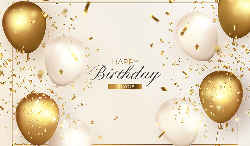 elegant-happy-birthday-with-realistic-balloons وکتور تبریک تولد