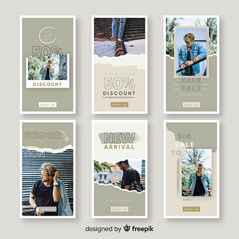 مجموعه وکتور استوری اینستاگرام مدل تک نفره