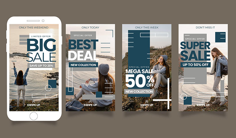 flat-adventure-instagram-stories-collection-with-photo مجموعه وکتور استوری اینستاگرام مدل درصد