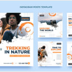 مجموعه وکتور پست اینستاگرام مدل کوه نوردی