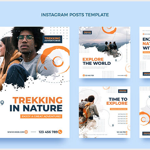 مجموعه وکتور پست اینستاگرام مدل کوه نوردی