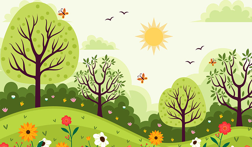 flat-spring-illustration وکتور فصل افتاب