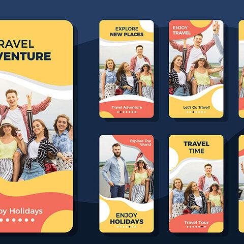 مجموعه وکتور استوری اینستاگرام مدل دسته جمعی