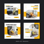 مجموعه وکتور پست اینستاگرام مدل صندلی