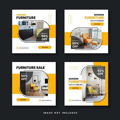 مجموعه وکتور پست اینستاگرام مدل صندلی