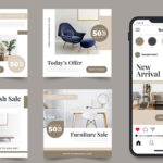 مجموعه وکتور پست اینستاگرام مدل کاناپه