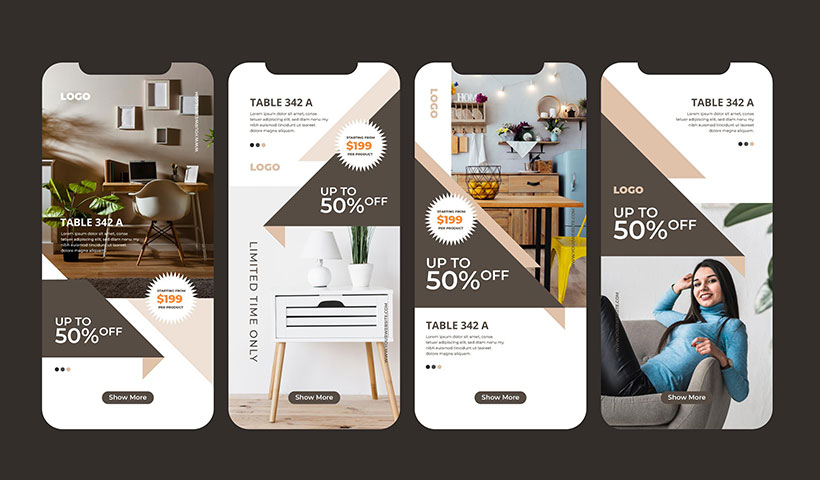 furniture-sale-ig-stories-collection-with-photo مجموعه وکتور استوری اینستاگرام مدل میز