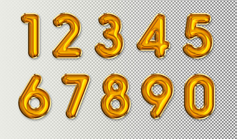golden-balloon-numbers فایل لایه باز بادکنک تولد اعداد
