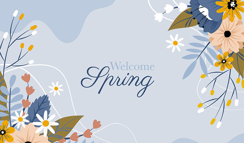 hand-drawn-welcome-spring-flowers-background وکتور فصل زیبا