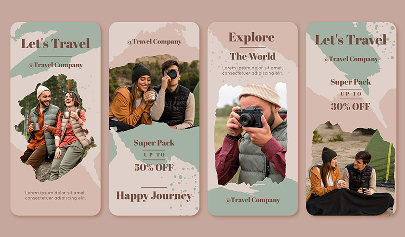 hand-painted-instagram-story-collection مجموعه وکتور استوری اینستاگرام مدل دونفره