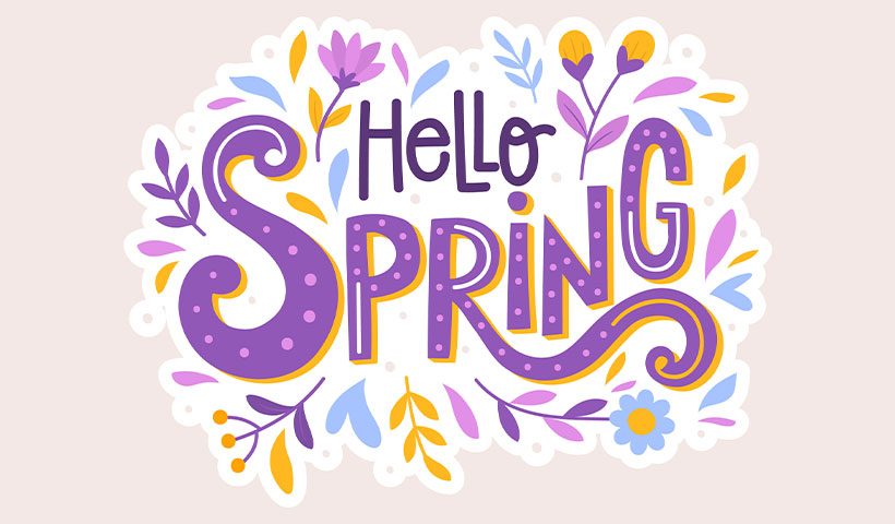 hello-spring-lettering وکتور فصل سرسبز