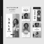 مجموعه وکتور استوری اینستاگرام مدل سیاه سفید