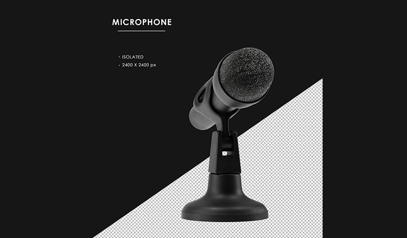 isolated-black-microphone-with-stand-free-angle-view فایل لایه باز میکروفون مشکی