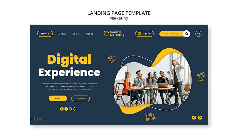 landing-page-template-design-with-team-brainstorming فایل لایه باز صفحه فرود آموزش