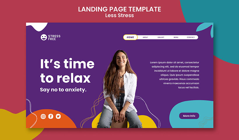 less-stress-landing-page-template فایل لایه باز لندینگ پیج استراحت