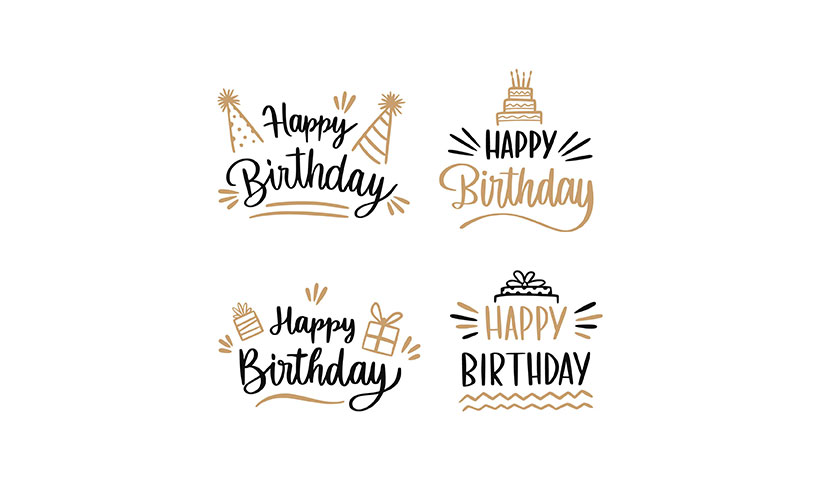 lettering-birthday-badge-collection وکتور کلاه تولد