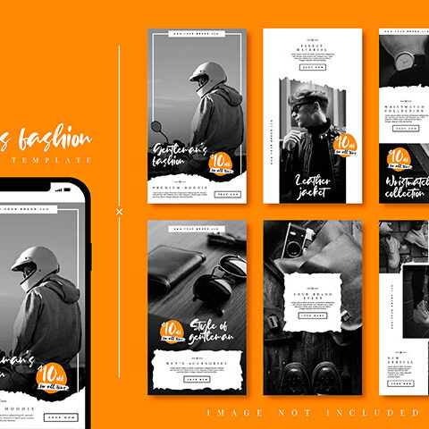 مجموعه وکتور استوری اینستاگرام مدل موتور سوار