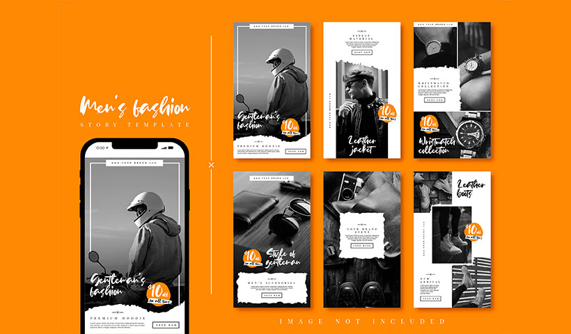 مجموعه وکتور استوری اینستاگرام مدل موتور سوار