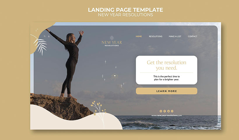 new-year-resolutions-landing-page-template فایل لایه باز لندینگ پیج پرواز