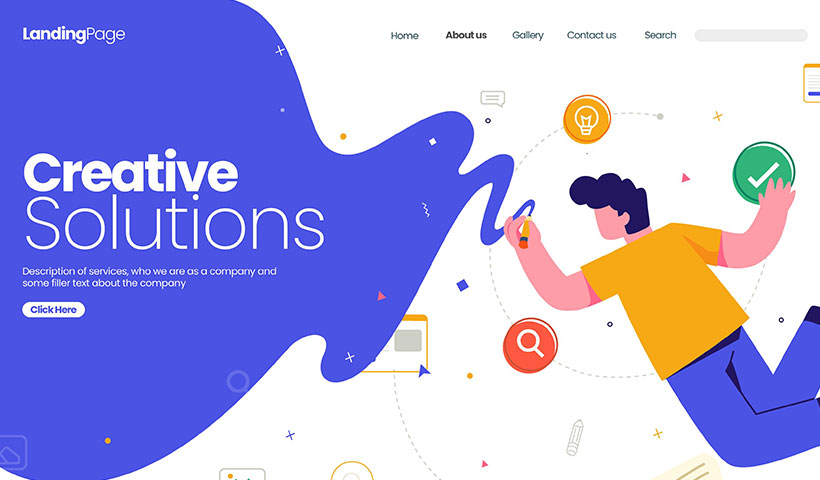 organic-flat-creative-solutions-landing-page وکتور صفحه فرود اینترنتی