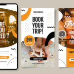 مجموعه وکتور استوری اینستاگرام مدل سفر