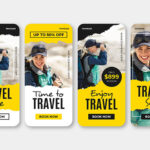 مجموعه وکتور استوری اینستاگرام مدل مسافرت