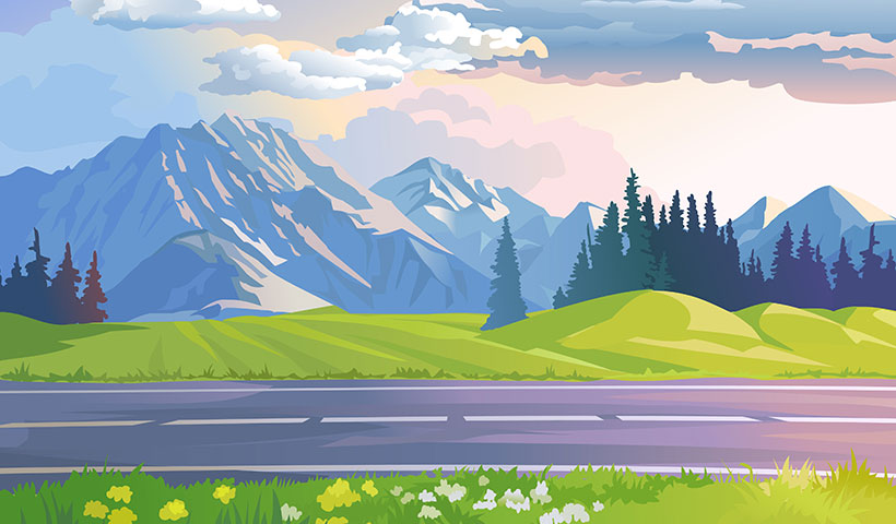 vector-illustration-mountain-landscape وکتور طبیعت جاده