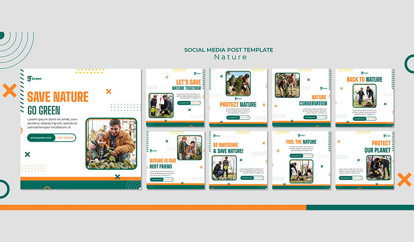 instagram-posts-collection-saving-nature مجموعه فایل لایه باز پست اینستاگرام مدل درختکاری
