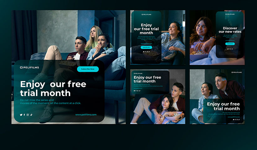 membership-instagram-post مجموعه فایل لایه باز پست اینستاگرام مدل تماشا