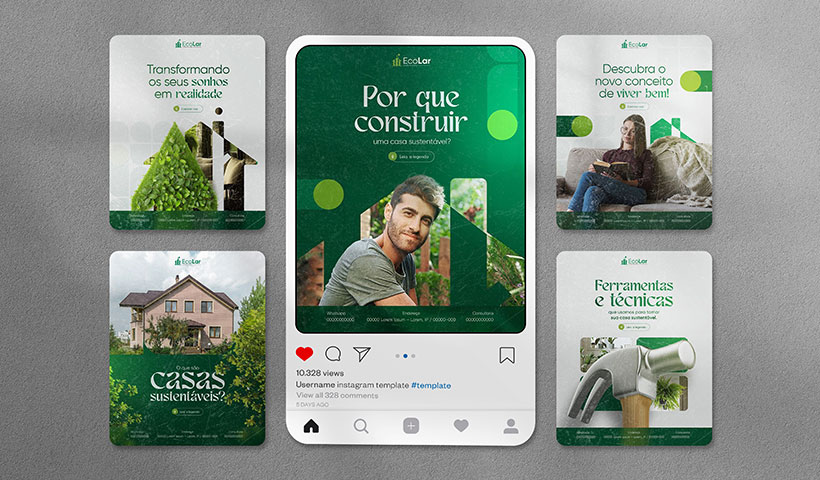 real_estate_promotion_instagram_posts_showcase_green_themed_desi مجموعه فایل لایه باز پست اینستاگرام مدل چکش