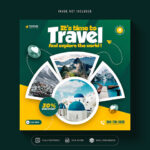 فایل لایه باز پست اینستاگرام مدل دور دنیا