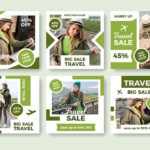 مجموعه وکتور پست اینستاگرام مدل سبز