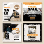 مجموعه وکتور پست اینستاگرام مدل کویر