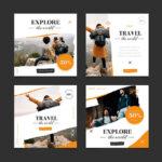 مجموعه وکتور پست اینستاگرام مدل کوه