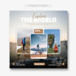 فایل لایه باز پست اینستاگرام مدل جهان